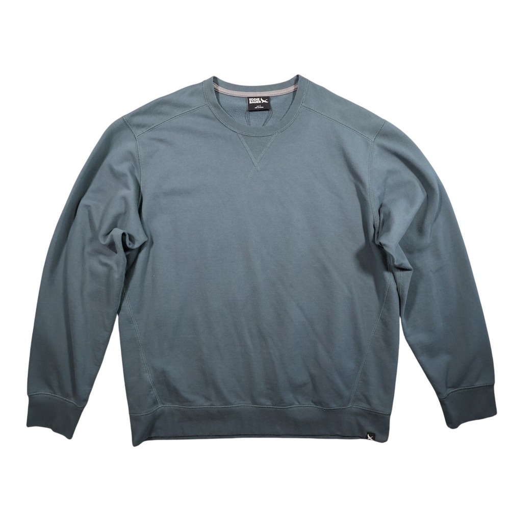 Eddie Bauer Sweatshirt Mens L Blue‎ Vintage Long Sleeve Crew Neck Fleece